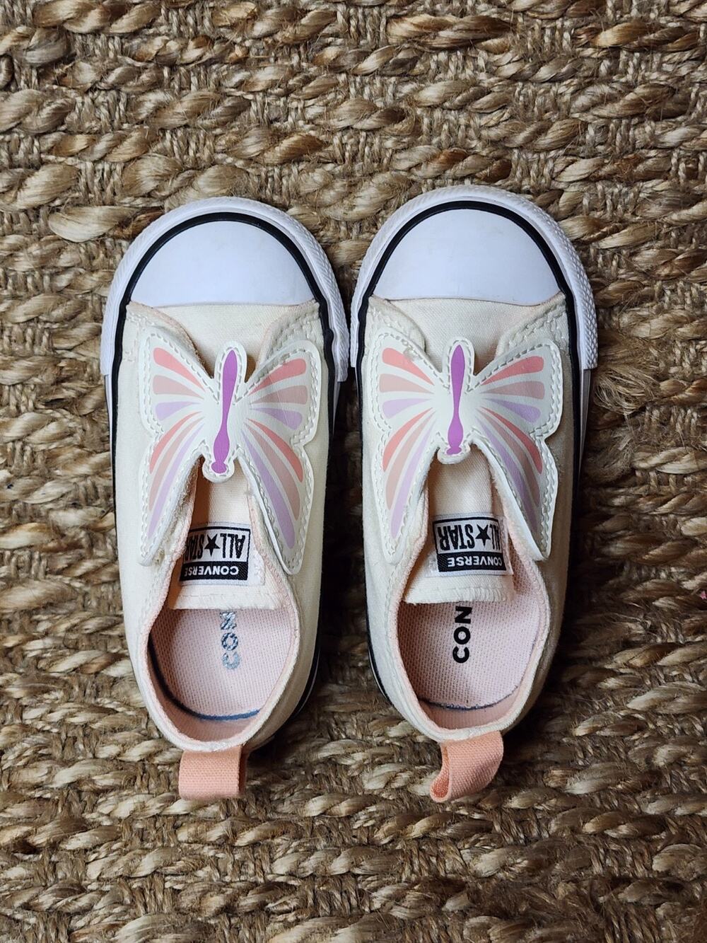 Easy On Off Converse One Strap OX Butterfly Peach Pink-Size 6 Toddler Shoes